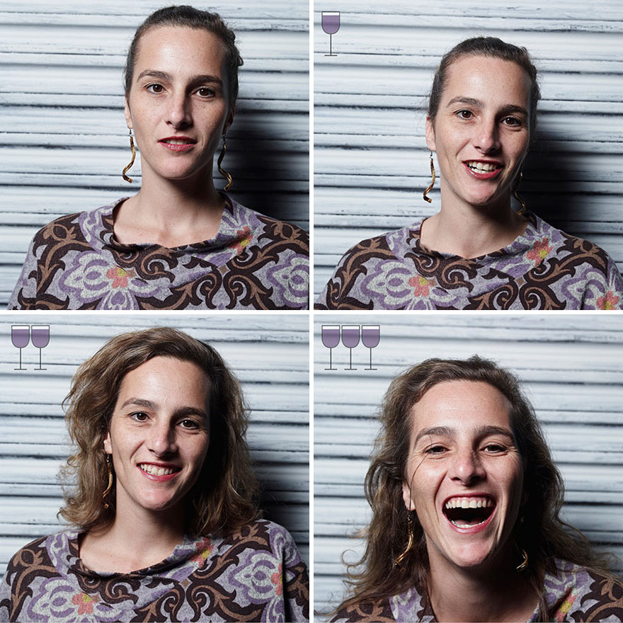 Picture 9 of [Photo] The change of facial expression nuances after drinking 1, 2 and 3 glasses of wine